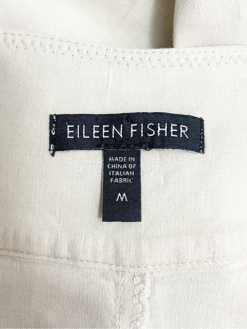 Eileen Fisher Linen Blend Jumper Dress Sz Medium Beige Sleeveless Midi Empire - Picture 7 of 10